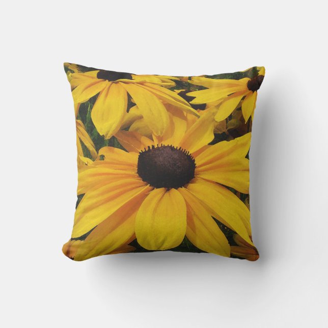 Yellow Black-Eyed Susan Flowers Outdoor Pillow (Front)
