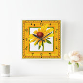 Yellow Black-Eyed Susan in Square Frame Square Wall Clock (Home)