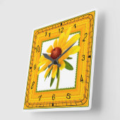 Yellow Black-Eyed Susan in Square Frame Square Wall Clock (Angle)