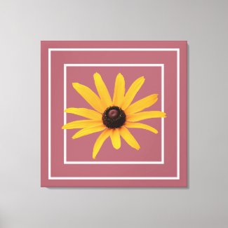 Yellow Black-Eyed Susan Modern Floral Copper Rose
