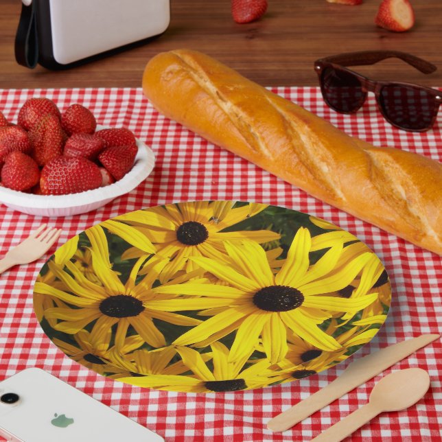 Yellow Black Eyed Susans Floral Paper Plates (Picnic)