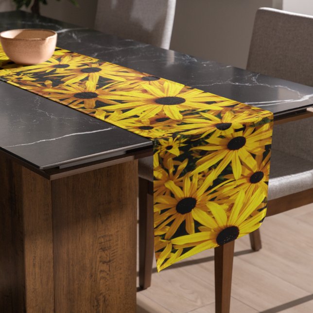 Yellow Black Eyed Susans Floral Short Table Runner (In Situ)