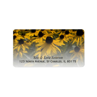 Yellow Black Eyed Susans Flower Field Label