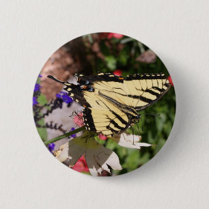 Yellow & Black Fantail Butterfly Button