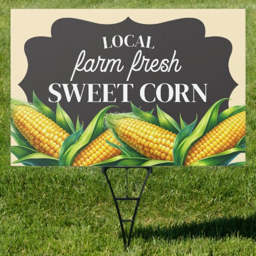 Yellow Black Farm Fresh Sweet Corn Sale Sign