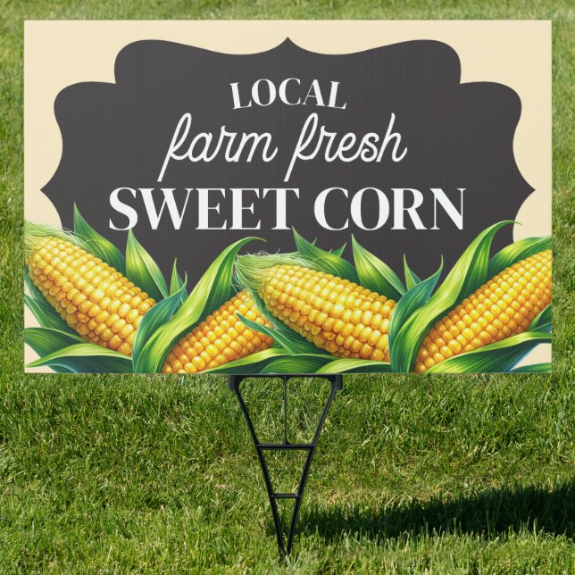 Yellow Black Farm Fresh Sweet Corn Sale Sign (Insitu)