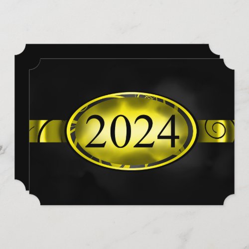 Yellow  Black Floral Button 2024 Graduation Party Invitation