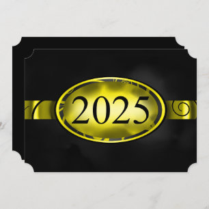 Yellow & Black Floral Button 2025 Graduation Party Invitation