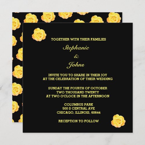 Yellow Black Floral Garden Elegant Classy Wedding