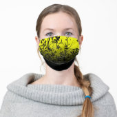 Yellow Black Floral Ombre Adult Cloth Face Mask (Worn)