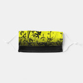 Yellow Black Floral Ombre Adult Cloth Face Mask (Front, Folded)
