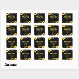 Yellow Black Floral Product Labels | Zazzle