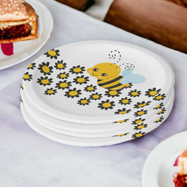 Yellow Black Flower Pattern Paper Plates (Yellow Black Flower Pattern Paper Plates from Ricaso)
