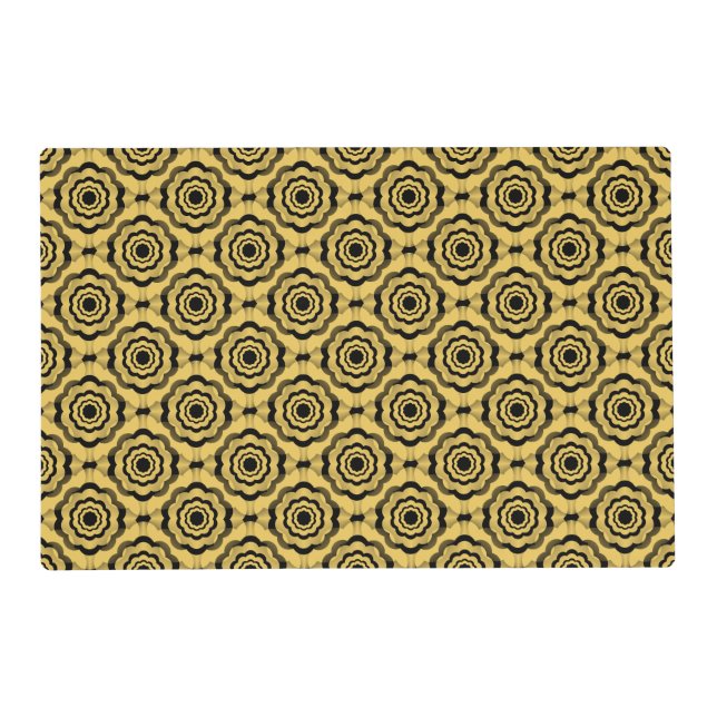 Yellow Black Flower Seamless Pattern Placemat (Front)
