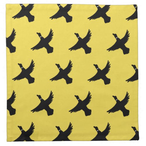 Yellow Black Flying Ducks Cloth Napkin