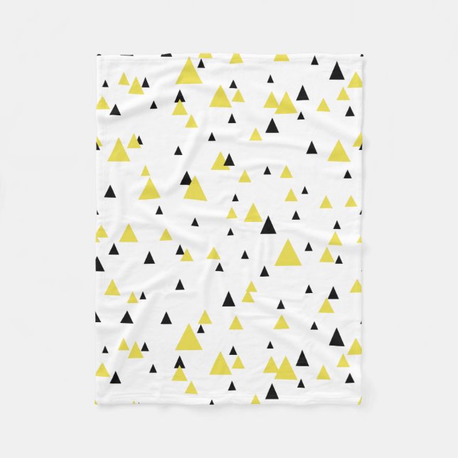 Yellow & Black Geometric Pattern Personalized Fleece Blanket (Front)