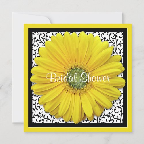Yellow Black Gerber Daisy Bridal Shower Invitation