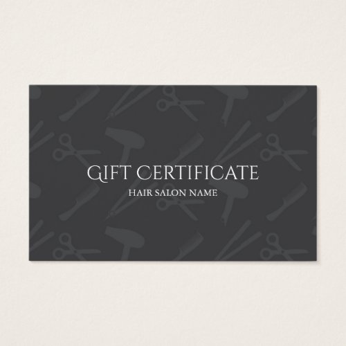 Yellow Black Gift Certficate for a Hair Salon 