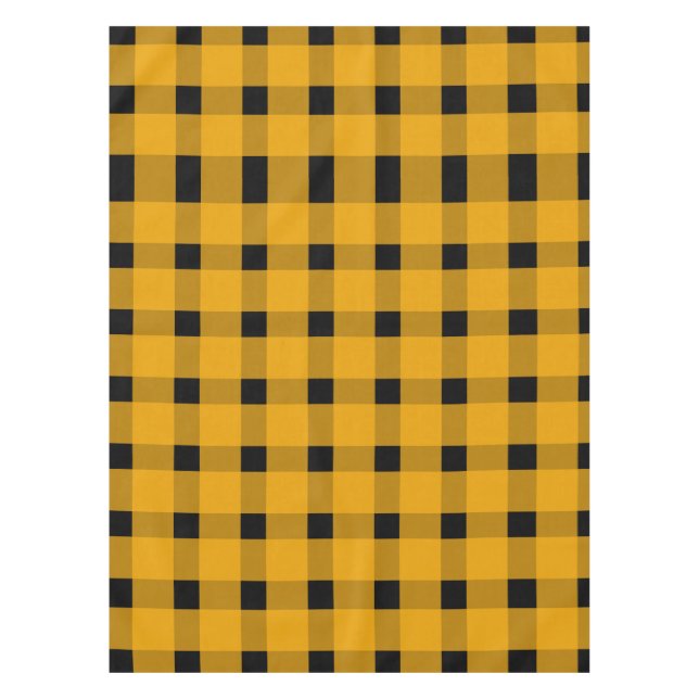 Yellow Black Gingham Pattern Tablecloth (Front)