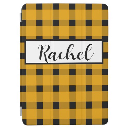 Yellow Black Gingham Personalized  iPad Air Cover