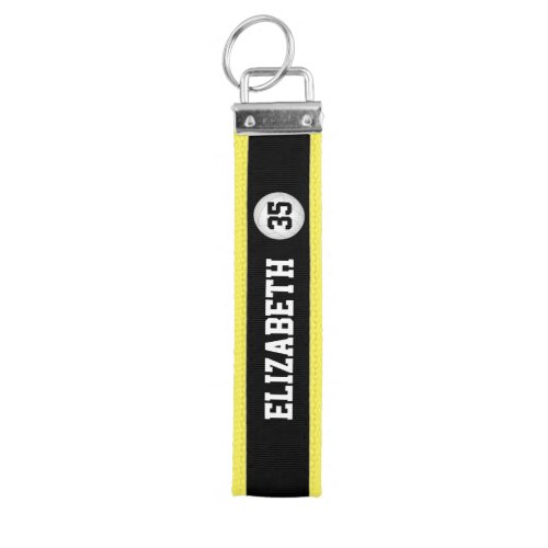 yellow black girls personalized volleyball wrist keychain