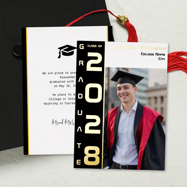 Yellow Black Grad Photo Gold Foil Announcement (Creator Uploaded)