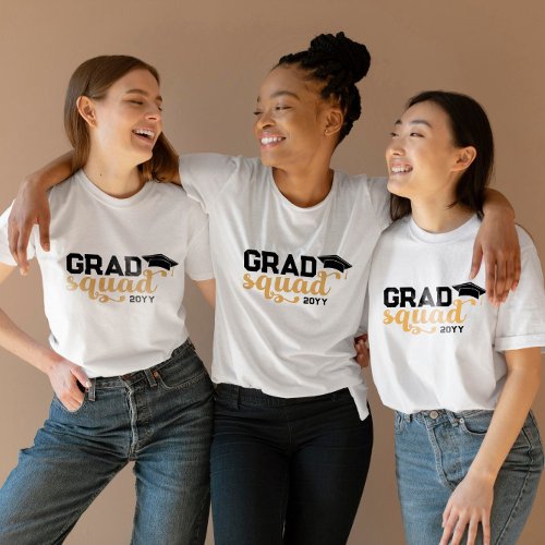 Yellow Black Grad Squad Add Year T_Shirt