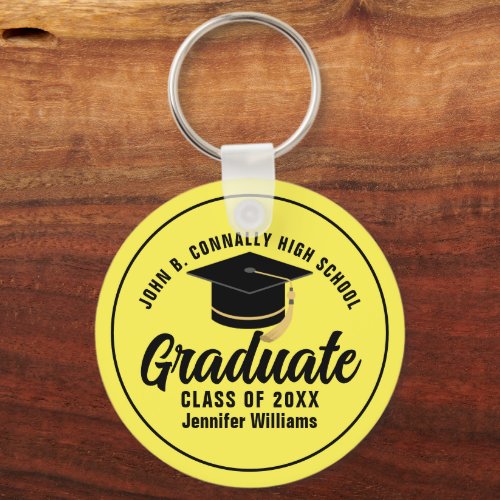 Yellow Black Graduate Custom 2024 Graduation Keychain
