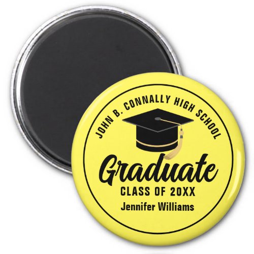 Yellow Black Graduate Custom 2024 Graduation Magnet
