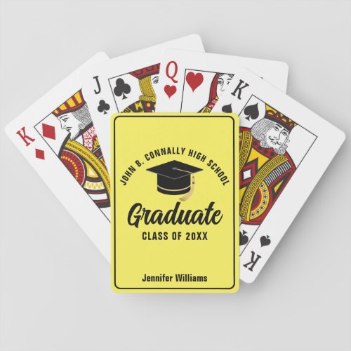 Yellow Black Graduate Personalized 2024 Graduation Playing Cards