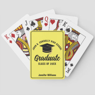 Yellow Black Graduate Personalized Graduation Poker Cards