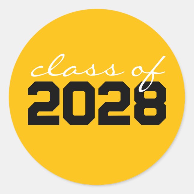 Yellow & Black Graduation Classic Round Stickers (Matching Envelopes, Return Address Labels & Envelope Seals)