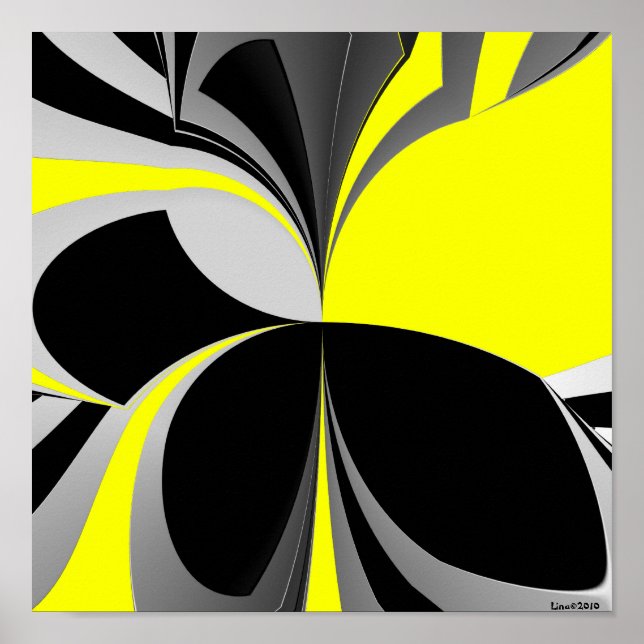 Yellow Black Gray Abstract Poster (Front)