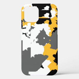 Yellow black gray and white abstract iPhone 12 pro case