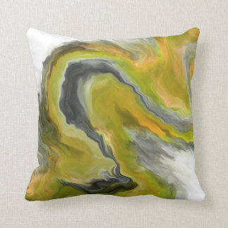 Yellow Black Gray Jewel Tone Fluid Art Painting Throw Pillow