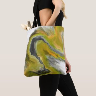 Yellow Black Gray Jewel Tone Fluid Art Painting Tote Bag