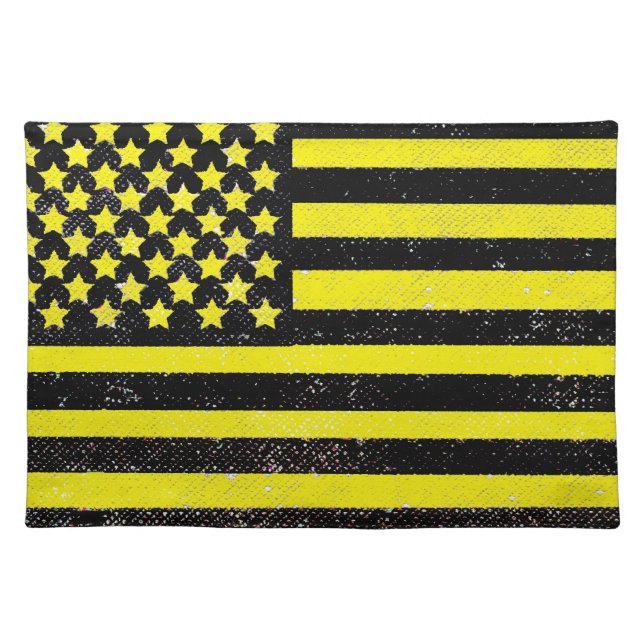 Yellow black grunge American flag Placemat (Front)