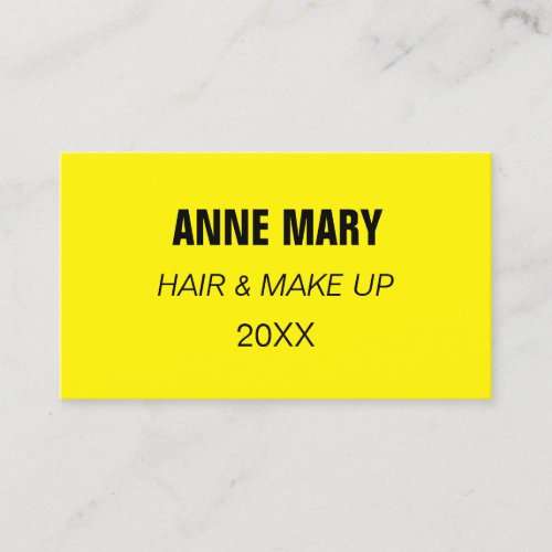 Yellow Black Hair Makeup Salon Artist Spa Custom Business Card