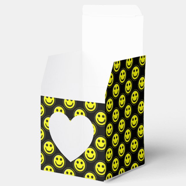 Yellow-Black Happy Face Allover Beads Favor Boxes (Opened)