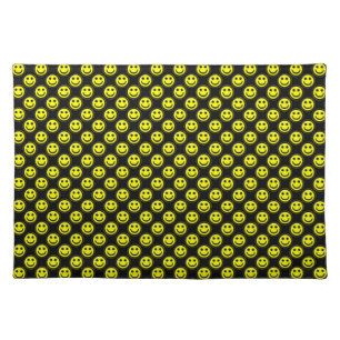 Yellow-Black Happy Face Beads 1-COTTON PLACE-MAT Placemat