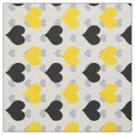 Yellow Black Hearts White Fabric