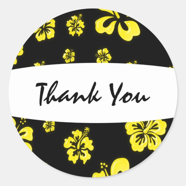 Yellow & Black Hibiscus Flower Floral Sticker (Front)