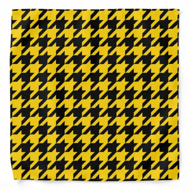 Yellow Black Houndstooth Check Bandana (Front)