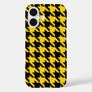 Yellow Black Houndstooth Check iPhone 16 Case