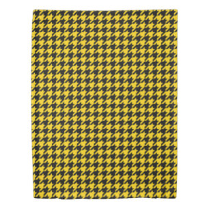 Yellow Black Houndstooth Check Duvet Cover