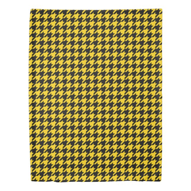 Yellow Black Houndstooth Check Duvet Cover (Front)