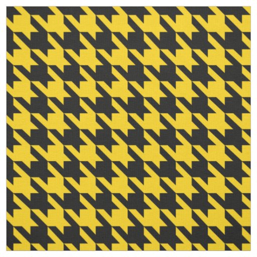 Yellow Black Houndstooth Check Fabric