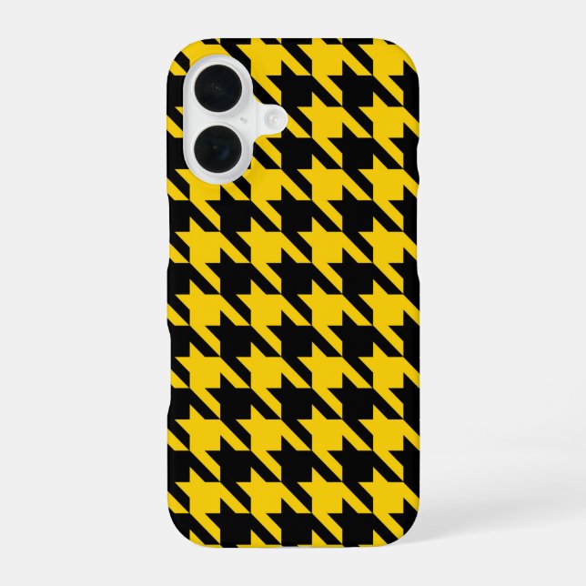 Yellow Black Houndstooth Check Iphone Case (Back)