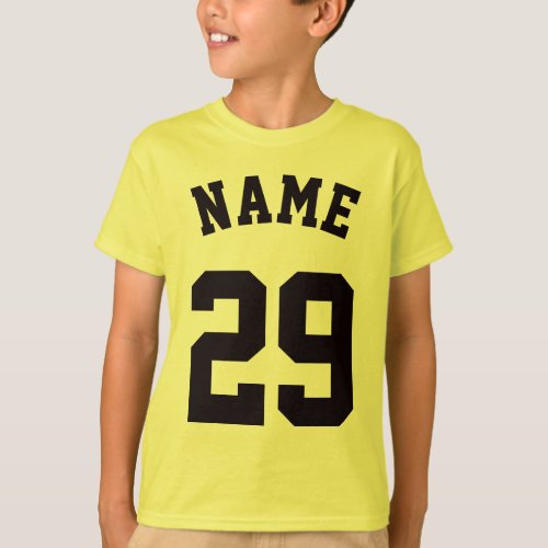 Yellow  Black Kids  Sports Jersey Design T_Shirt
