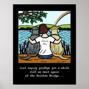 Yellow & Black Labrador Angels and Mom Brunette Poster